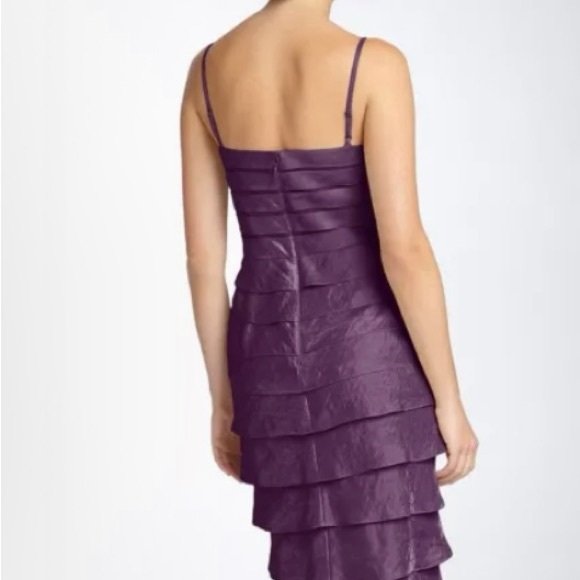 Adrianna Papell Elegant Purple Layered Dress with Jacket In Gorgeous Plum Sz 12P - Picture 3 of 10